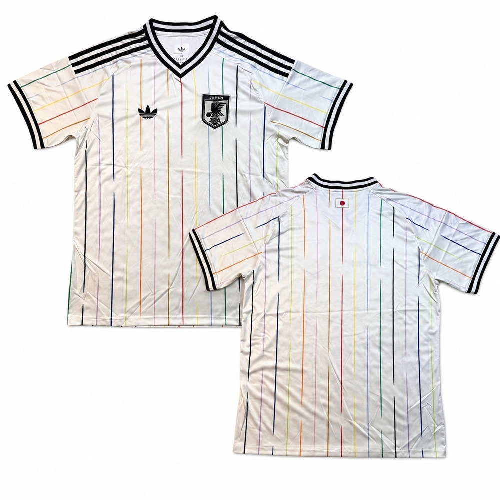 Adidas Japan JFA Soccer Jersey White Rainbow Pinstripe ClimaCool Size XL